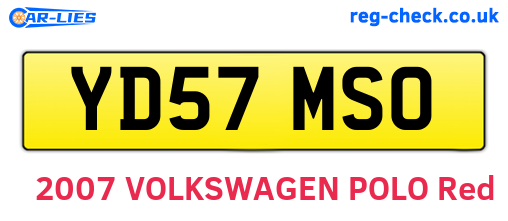 YD57MSO are the vehicle registration plates.