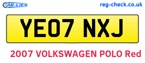 YE07NXJ are the vehicle registration plates.