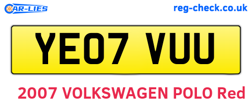 YE07VUU are the vehicle registration plates.