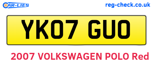 YK07GUO are the vehicle registration plates.