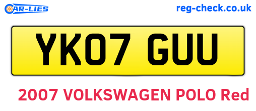 YK07GUU are the vehicle registration plates.