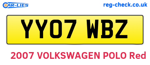 YY07WBZ are the vehicle registration plates.