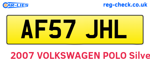 AF57JHL are the vehicle registration plates.