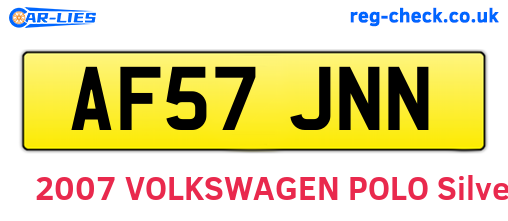 AF57JNN are the vehicle registration plates.