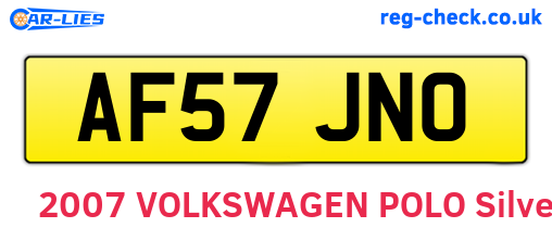 AF57JNO are the vehicle registration plates.