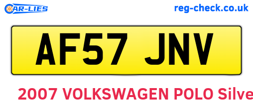 AF57JNV are the vehicle registration plates.