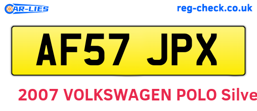 AF57JPX are the vehicle registration plates.
