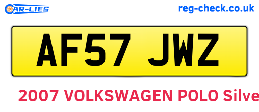 AF57JWZ are the vehicle registration plates.