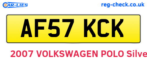 AF57KCK are the vehicle registration plates.