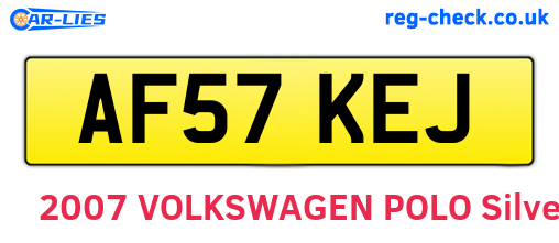 AF57KEJ are the vehicle registration plates.