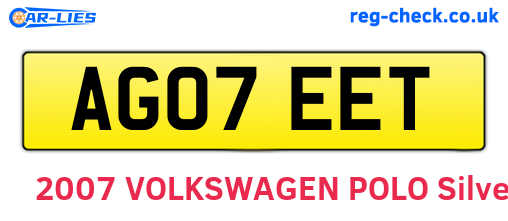 AG07EET are the vehicle registration plates.