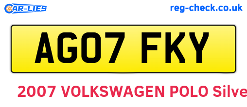 AG07FKY are the vehicle registration plates.