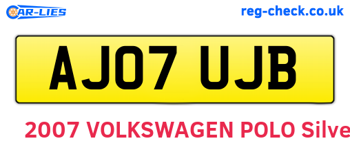 AJ07UJB are the vehicle registration plates.