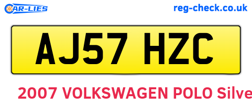 AJ57HZC are the vehicle registration plates.