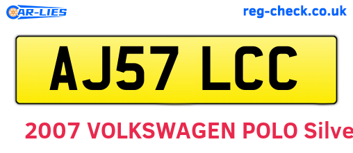 AJ57LCC are the vehicle registration plates.