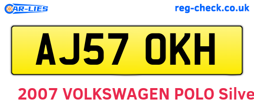 AJ57OKH are the vehicle registration plates.