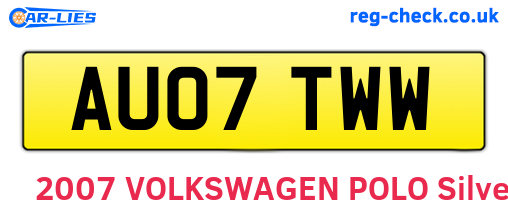 AU07TWW are the vehicle registration plates.