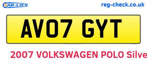 AV07GYT are the vehicle registration plates.