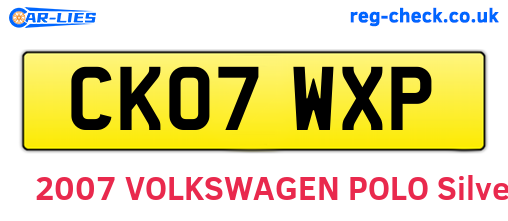 CK07WXP are the vehicle registration plates.