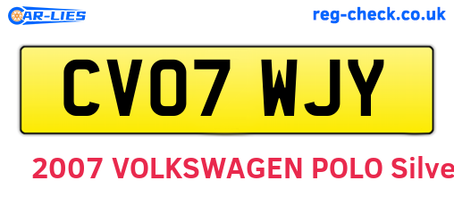 CV07WJY are the vehicle registration plates.