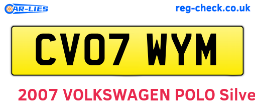 CV07WYM are the vehicle registration plates.