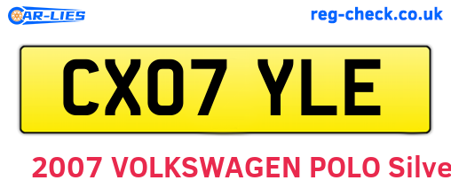 CX07YLE are the vehicle registration plates.