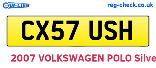 CX57USH are the vehicle registration plates.