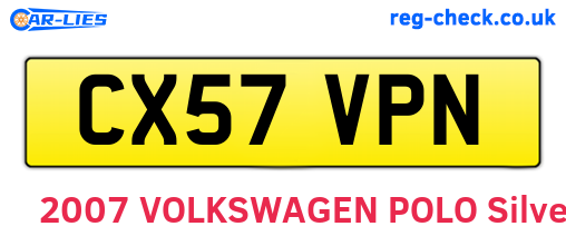 CX57VPN are the vehicle registration plates.