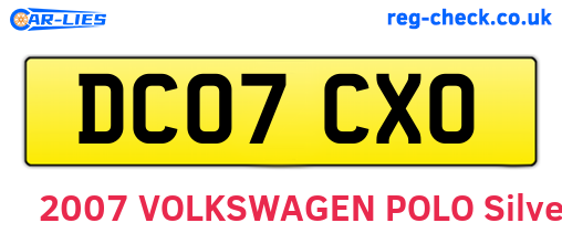 DC07CXO are the vehicle registration plates.