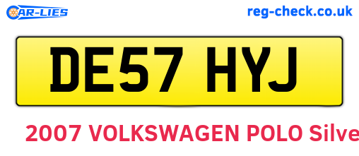 DE57HYJ are the vehicle registration plates.