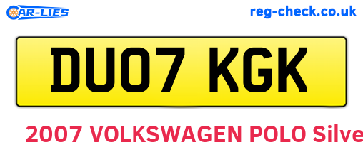 DU07KGK are the vehicle registration plates.