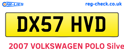 DX57HVD are the vehicle registration plates.