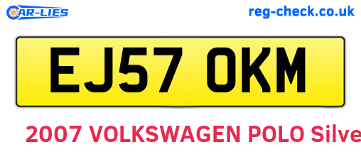 EJ57OKM are the vehicle registration plates.