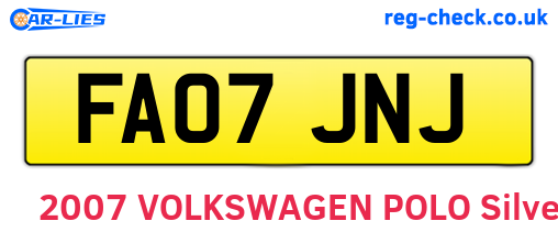 FA07JNJ are the vehicle registration plates.