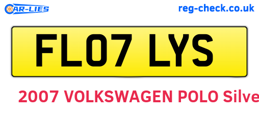 FL07LYS are the vehicle registration plates.