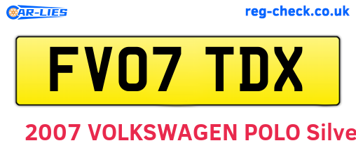 FV07TDX are the vehicle registration plates.