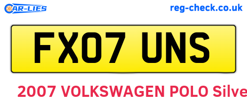 FX07UNS are the vehicle registration plates.