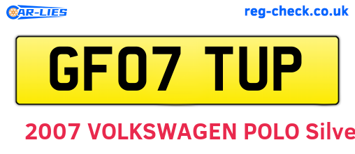 GF07TUP are the vehicle registration plates.