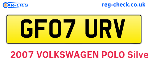 GF07URV are the vehicle registration plates.