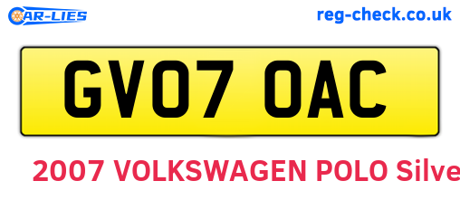 GV07OAC are the vehicle registration plates.