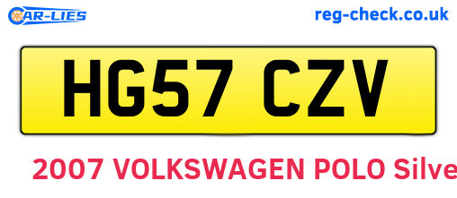 HG57CZV are the vehicle registration plates.