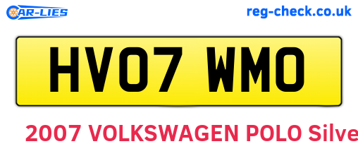 HV07WMO are the vehicle registration plates.