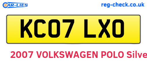 KC07LXO are the vehicle registration plates.