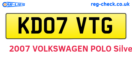KD07VTG are the vehicle registration plates.