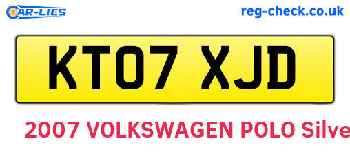 KT07XJD are the vehicle registration plates.