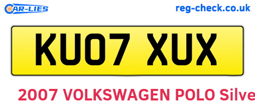 KU07XUX are the vehicle registration plates.