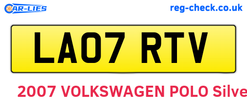 LA07RTV are the vehicle registration plates.