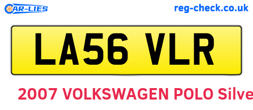 LA56VLR are the vehicle registration plates.