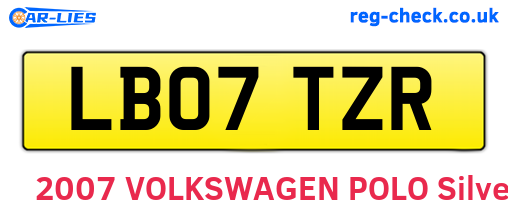 LB07TZR are the vehicle registration plates.