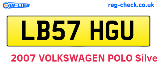 LB57HGU are the vehicle registration plates.